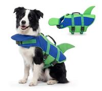 PAIDEFUL Chaleco salvavidas para perro con aleta de tiburón con flotador frontal, chaleco de natación de seguridad de alta flotabilidad con asa de rescate y anillo en D para navegar y playa, razas