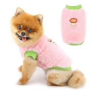 PAIDEFUL Colorblock - Suéter de forro polar para perros pequeños, sin mangas, con anillo para correa, chaleco térmico suave y elástico para chihuahua, yorkie y gatos, rosa, L