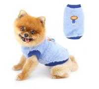 PAIDEFUL Colourblock - Jersey de forro polar para perros pequeños, sin mangas, con anillo de plomo, chaleco térmico elástico suave para chihuahua, yorkie y gatos, azul, L