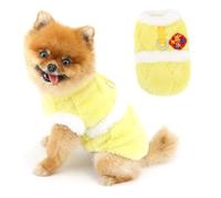 PAIDEFUL Disfraz de perro de Año Nuevo chino para perros pequeños, forro polar de felpa sin mangas con anillo en D, traje festivo suave y elástico para gatos chihuahua yorkie, amarillo, XL