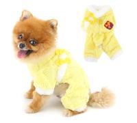 PAIDEFUL Disfraz de perro de Año Nuevo chino para perros pequeños, overol térmico elástico de cuatro patas con anillo para correa, traje festivo de invierno para chihuahua yorki, amarillo, talla S