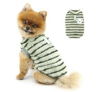 PAIDEFUL Jersey de forro polar para perro pequeño con anillo en D, abrigo cálido para cachorros, abrigo térmico suave de invierno, a rayas, ropa para gatos, ropa para mascotas, para chihuahua, yorki