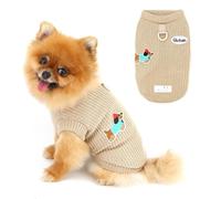 PAIDEFUL Jersey de punto trenzado para perros pequeños, suéter sin mangas con anillo de plomo, chaleco de punto elástico suave y cálido para chihuahua, yorkie y gatos, beige, XXL