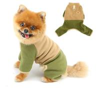 PAIDEFUL Pijama de forro polar mullido para perros pequeños, overol suave y cálido con anillo para correa, acogedor traje térmico de invierno para mascotas para chihuahua, yorkie y gatos, marrón, M
