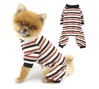 PAIDEFUL Pijama para perro, ropa de 4 patas para perros pequeños, gatos, pijama elástico suave para mascotas con rayas coloridas, pijamas de moda para cachorros, overol ligero en general, negro, XL