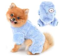 PAIDEFUL Pijamas de forro polar para perros pequeños de dibujos animados, pijamas suaves de 4 patas, overol sólido para cachorros, suéter para mascotas, abrigo cálido para perro, otoño e invierno,