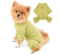 PAIDEFUL Pijamas para Perros Pequeños Medianos Gatos Raya de la Moda Mamelucos Calientes Cuatro Patas Monos para Mascotas Cachorro Chihuahua Ropa de Hogar para Primavera Otoño Amarillo M