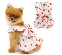 PAIDEFUL Ropa de vestir para perro, lindos vestidos de fresa para mascotas para perros pequeños, correa de verano, suave, transpirable, chaleco para perro, falda con lazo en D, disfraz de princesa