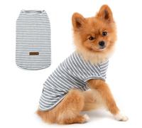 PAIDEFUL Ropa para Perros Pequeños Camiseta de Cachorro a Rayas de Verano para Niño y Niña Chaleco Transpirable Algodón Camiseta sin Mangas Chihuahua Yorkshire Gris XXL