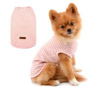 PAIDEFUL Ropa para Perros Pequeños Camiseta de Cachorro a Rayas de Verano para Niño y Niña Chaleco Transpirable Algodón Camiseta sin Mangas Chihuahua Yorkshire Rosa M