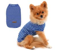 PAIDEFUL Ropa para Perros Pequeños Camiseta de Cachorro a Rayas de Verano para Niño y Niña Chaleco Transpirable Algodón Camiseta sin Mangas Chihuahua Yorkshire Azul L