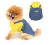 PAIDEFUL Sudadera con chaleco de mezclilla para perros pequeños, forro polar de una pieza con anillo para correa, traje de invierno suave para chihuahua, yorkie y gatos, amarillo, M