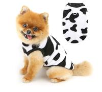 PAIDEFUL Suéter de forro polar con estampado de vaca para perros pequeños, chaleco suave y cálido sin mangas con anillo para correa, ropa acogedora de invierno para mascotas para chihuahua, yorkie y