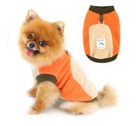 PAIDEFUL Suéter de forro polar para perros pequeños, suéter sin mangas con anillo para correa, chaleco térmico suave y elástico para gatos chihuahua yorkie, naranja, XXL