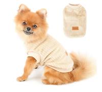 PAIDEFUL Suéteres de Felpa Cálidos para Perros Moda Color Sólido Prendas de Punto Cálidas Jersey Chihuahua Ropa de Invierno para Cachorros Mascotas Pequeñas Gato Otoño Clima Frío Vistiendo Beige M