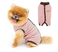 PAIDEFUL Traje de recuperación de forro polar a rayas para perros y gatos pequeños, mameluco suave y cálido para mascotas, pijama quirúrgico alternativo a conos para prevención de lamidos, protección
