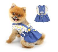 PAIDEFUL Vestido de mezclilla para perros pequeños, lindos volantes, vestidos de princesa para mascotas, falda de mezclilla suave con correa de corazón, transpirable, vestido de verano para chihuahua