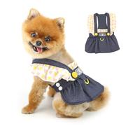 PAIDEFUL Vestido de mezclilla para perros pequeños, lindos volantes, vestidos de princesa para mascotas, falda de mezclilla transpirable con correa de corazón, vestido de verano para chihuahua, ropa