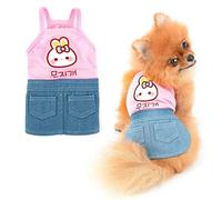 PAIDEFUL Vestido de Mezclilla para Perros y niñas pequeñas, Vestido de Verano con Estampado Animal, Suave y cómodo, Ropa para Cachorros, Lindo suéter sin Mangas, Rosa, XL
