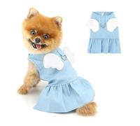 PAIDEUL - Vestido de mezclilla para perros pequeños, lindos vestidos de princesa para mascotas con alas de ángel y botones, falda de cachorro, vestido de verano suave y ligero, trajes de chihuahua