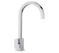 Paini - Grifo mezclador monomando cocina fregadero, cuadrado lateral, cromado, palanca lateral orientable, diseño moderno, íntegramente fabricado y fabricado en Italia