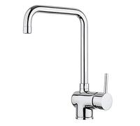 Paini - Grifo mezclador monomando para cocina, fregadero, cromado, palanca lateral con boca alta orientable, caña de ángulo, diseño moderno totalmente fabricado y fabricado en Italia