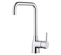 Paini Grifo mezclador monomando para cocina, fregadero, cromado, palanca lateral con boca U orientable, diseño moderno, íntegramente fabricado y fabricado en Italia