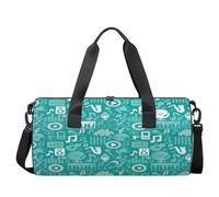 Paino - Bolsa de deporte ligera para gimnasio, bolsa de viaje con notas musicales, bolsa de viaje para hombres y mujeres (tema musical), Notas musicales Paino, 17.6(L) x 9(W) x 9(H) inch