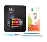 Paint Adult Set, 48 Color Paint Kit, Tinplate Palette, Travel Art Supplies for Beginners, Professional Artists, Portable Case, Rich Pigments, and Art Projects, 23 x 18,5 x 2,5 cm