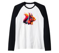 Paint Art Ardilla roja Ardillas Camiseta Manga Raglan