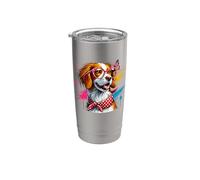 Paint Art Brittany Dog Brittany Spaniel Painter Artist Vaso térmico de acero inoxidable de doble pared