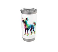 Paint Art Chinese Crested Dog Crestie Vaso térmico de acero inoxidable de doble pared