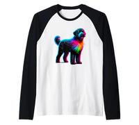 Paint Art Portuguese Water Dog Portie Camiseta Manga Raglan