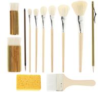 Paint Brush Set - 12-Piece Professional Wooden Handle Acrylic Paint Brush Set, Artist Painting Brushes for Fine Detail, Watercolor, Oil and Acrylic Use | for Home Studio School Workshop Ceramic Clay