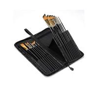 Paint Brush Set, 15 Pcs Nylon Hair Artist Paint Brushes with Paint Brush Holder, Great for Acrylic Oil Watercolor, Face Nail Art, Miniature Detailing