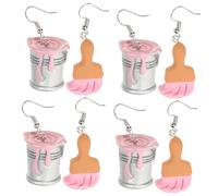 Paint Bucket Girl Lady Asymmetrical Painter Drop Fun Unique Novelty Locket Funky Earrings for Women Resin