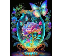 Paint by Number for Adult,Colorful Butterfly Plants DIY Oil Painting Kits on Canvas for Beginner,with Brushes and Acrylic Pigment,Paint by Numbers Arts and Crafts Kit for Home Decor with frame,50x65cm