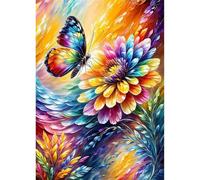 Paint by Number for Adult,Colorful Daisy Butterfly DIY Oil Painting Kits on Canvas for Beginner,with Brushes and Acrylic Pigment,Paint by Numbers Arts and Crafts Kit for Home Decor with frame,50x65cm