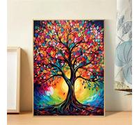Paint by Number for Adult,Colorful Growing Tree DIY Oil Painting Kits on Canvas for Beginner,with Brushes and Acrylic Pigment,Paint by Numbers Arts and Crafts Kit for Home Decor with frame,50x65cm