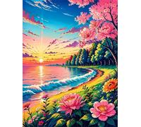 Paint by Number for Adult,Dusk Pink Flower DIY Oil Painting Kits on Canvas for Beginner,with Brushes and Acrylic Pigment,Paint by Numbers Arts and Crafts Kit for Home Decor Without Frame,40x50cm