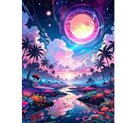 Paint by Number for Adult,Fantasy Landscape Purple DIY Oil Painting Kits on Canvas for Beginner,with Brushes and Acrylic Pigment,Paint by Numbers Arts Crafts Kit for Home Decor Without Frame,40x50cm