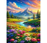 Paint by Number for Adult,Fields Mountains DIY Oil Painting Kits on Canvas for Beginner,with Brushes and Acrylic Pigment,Paint by Numbers Arts and Crafts Kit for Home Decor Without Frame,40x50cm