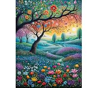 Paint by Number for Adult,Flower Field Tree DIY Oil Painting Kits on Canvas for Beginner,with Brushes and Acrylic Pigment,Paint by Numbers Arts and Crafts Kit for Home Decor with frame,50x65cm