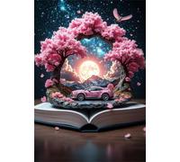 Paint by Number for Adult,Flower Tree Moon DIY Oil Painting Kits on Canvas for Beginner,with Brushes and Acrylic Pigment,Paint by Numbers Arts and Crafts Kit for Home Decor with frame,50x65cm