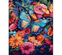 Paint by Number for Adult,Flowers Butterfly Plants DIY Oil Painting Kits on Canvas for Beginner,with Brushes and Acrylic Pigment,Paint by Numbers Arts Crafts Kit for Home Decor Without Frame,40x50cm