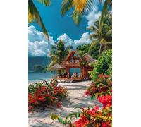 Paint by Number for Adult,House Beach Tree DIY Oil Painting Kits on Canvas for Beginner,with Brushes and Acrylic Pigment,Paint by Numbers Arts and Crafts Kit for Home Decor with frame,50x65cm