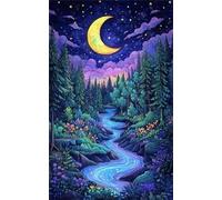 Paint by Number for Adult,Jungle Creek Night DIY Oil Painting Kits on Canvas for Beginner,with Brushes and Acrylic Pigment,Paint by Numbers Arts and Crafts Kit for Home Decor with frame,50x65cm