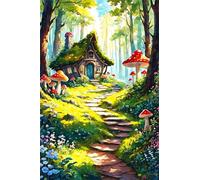 Paint by Number for Adult,Jungle House DIY Oil Painting Kits on Canvas for Beginner,with Brushes and Acrylic Pigment,Paint by Numbers Arts and Crafts Kit for Home Decor Without Frame,40x50cm