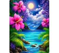 Paint by Number for Adult,Lake Moon Iris DIY Oil Painting Kits on Canvas for Beginner,with Brushes and Acrylic Pigment,Paint by Numbers Arts and Crafts Kit for Home Decor with frame,50x65cm