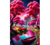 Paint by Number for Adult,Lake Red Tree DIY Oil Painting Kits on Canvas for Beginner,with Brushes and Acrylic Pigment,Paint by Numbers Arts and Crafts Kit for Home Decor with frame,50x65cm